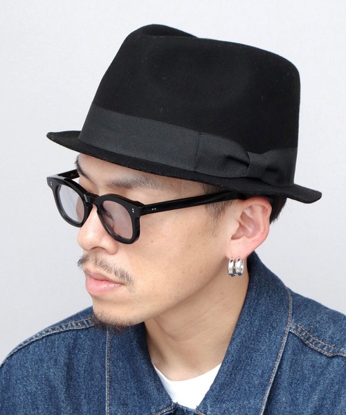 セール】ショート フラットブリム フェルト 中折れハット（ハット