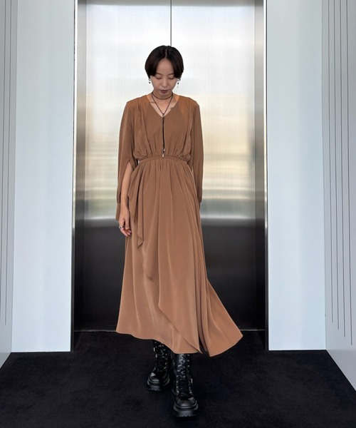 ameri ワンピース Ameri（アメリ）の「UND SWITCH FLARE KNIT DRESS（ワンピース