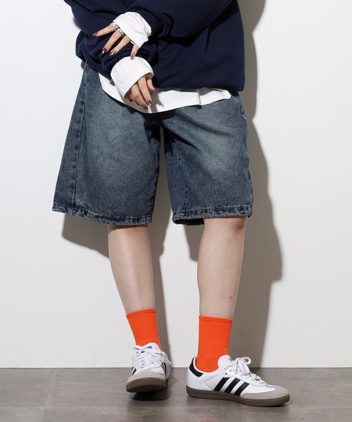 .WORKS(ドットワークス)の「.works デニム3個釦ハーフパンツ(デニムパンツ・レディース・ブルー/ダークグレー・61/64)」の2枚目の写真