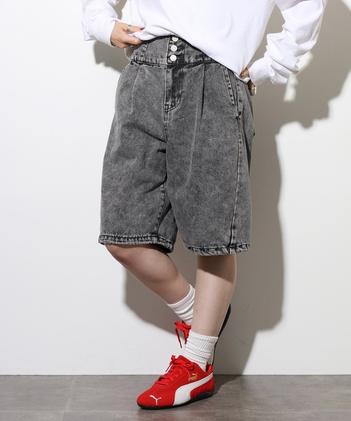 .WORKS(ドットワークス)の「.works デニム3個釦ハーフパンツ(デニムパンツ・レディース・ブルー/ダークグレー・61/64)」の1枚目の写真