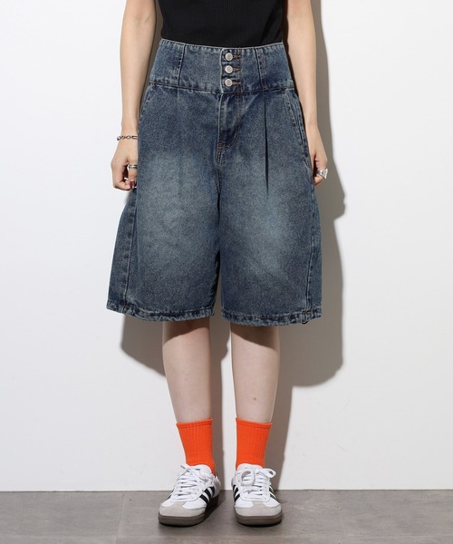 .WORKS(ドットワークス)の「.works デニム3個釦ハーフパンツ(デニムパンツ・レディース・ブルー/ダークグレー・61/64)」の13枚目の写真