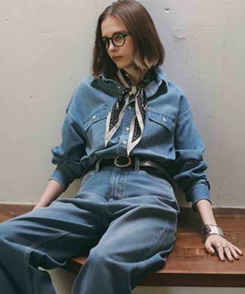 studio CLIP（スタディオクリップ）の「《ウタオ》ダンガリーシャツ（シャツ/ブラウス・レディース・グレー/ライトブルー・FREE）」の2枚目の写真