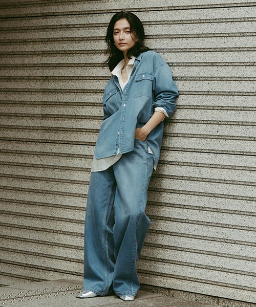 studio CLIP（スタディオクリップ）の「《ウタオ》ダンガリーシャツ（シャツ/ブラウス・レディース・グレー/ライトブルー・FREE）」の4枚目の写真