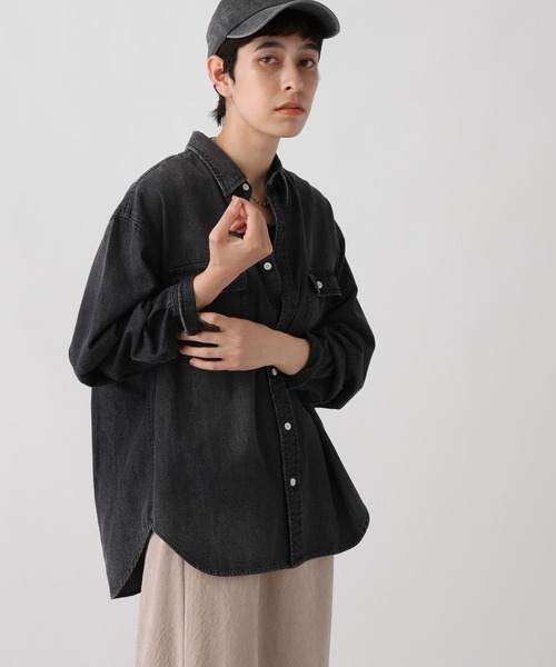 studio CLIP（スタディオクリップ）の「《ウタオ》ダンガリーシャツ（シャツ/ブラウス・レディース・グレー/ライトブルー・FREE）」の6枚目の写真