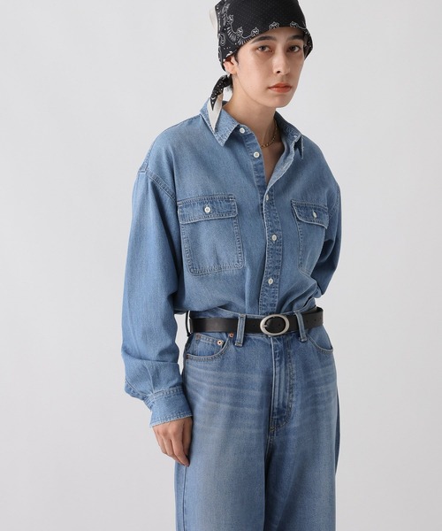 studio CLIP（スタディオクリップ）の「《ウタオ》ダンガリーシャツ（シャツ/ブラウス・レディース・グレー/ライトブルー・FREE）」の10枚目の写真