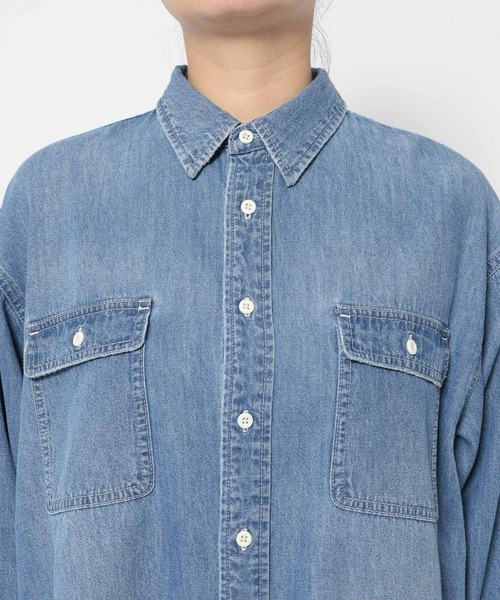 studio CLIP（スタディオクリップ）の「《ウタオ》ダンガリーシャツ（シャツ/ブラウス・レディース・グレー/ライトブルー・FREE）」の15枚目の写真
