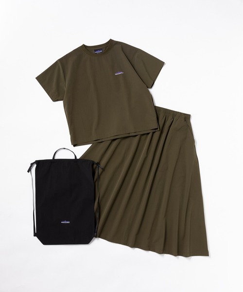 THOUSAND MILE（サウザンドマイル）の「[L's]SHORT SLEEVE T-SHIRT & SKIRT SET NY/PU/ショートスリーブTシャツ＆スカートセット 【撥水,４WAYストレッチ, UVカット,セットアップ】（セットアップ・レディース・チャコールグレー/ネイビー/ブラック/カーキ/オリーブ/レンガ・FREE）」の3枚目の写真