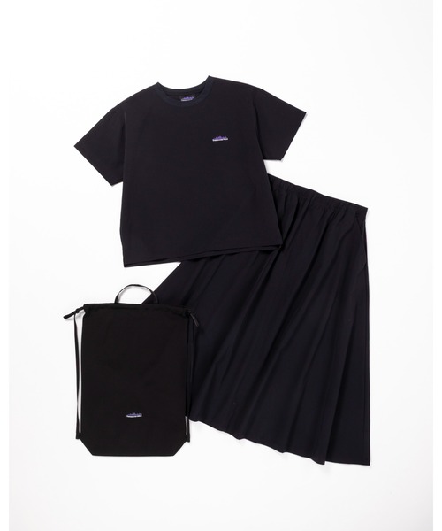 THOUSAND MILE（サウザンドマイル）の「[L's]SHORT SLEEVE T-SHIRT & SKIRT SET NY/PU/ショートスリーブTシャツ＆スカートセット 【撥水,４WAYストレッチ, UVカット,セットアップ】（セットアップ・レディース・チャコールグレー/ネイビー/ブラック/カーキ/オリーブ/レンガ・FREE）」の2枚目の写真