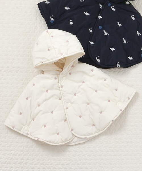 apres les cours（アプレレクール）の「中綿刺繍マント（おくるみ・キッズ・ネイビー/アイボリー・80/90）」の2枚目の写真