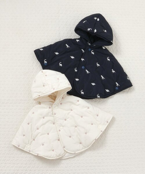 apres les cours（アプレレクール）の「中綿刺繍マント（おくるみ・キッズ・ネイビー/アイボリー・80/90）」の3枚目の写真