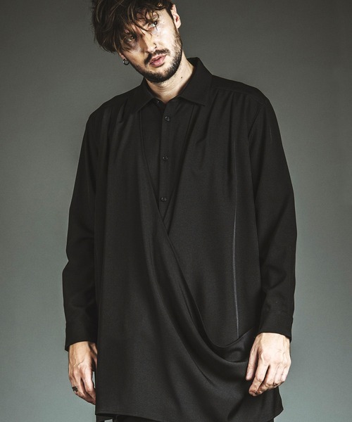 NO ID.】Drape Long Shirt / ドレープ ロング シャツ（シャツ/ブラウス