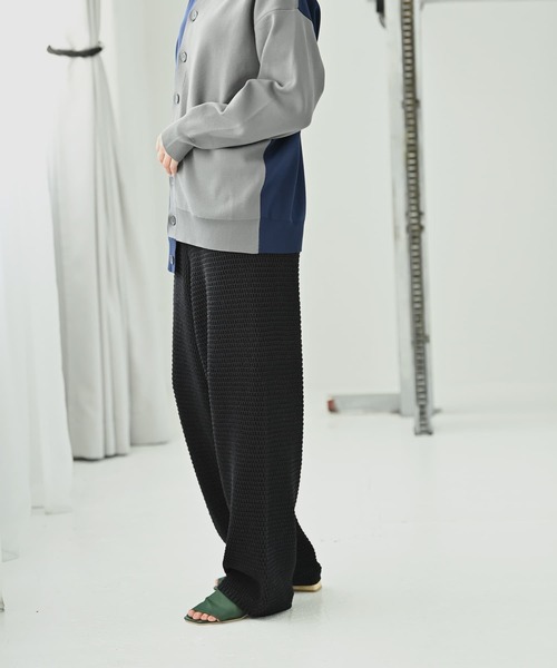 STYLE DELI(スタイルデリ)の「【BLK001】ストラクチャーリブワイドパンツ(スラックス・レディース・ブラック・FREE)」の5枚目の写真