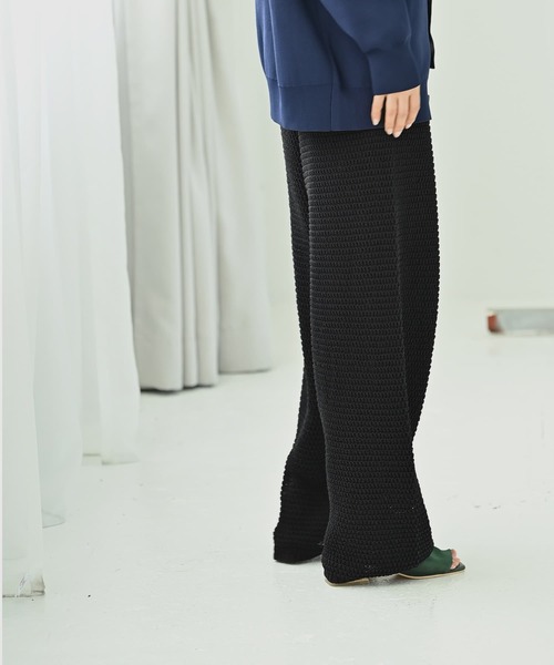 STYLE DELI(スタイルデリ)の「【BLK001】ストラクチャーリブワイドパンツ(スラックス・レディース・ブラック・FREE)」の11枚目の写真