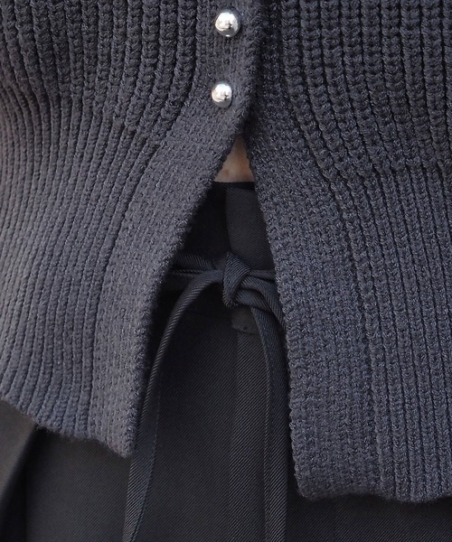 セール】畦編メタル釦クルーカーディガン（カーディガン/ボレロ