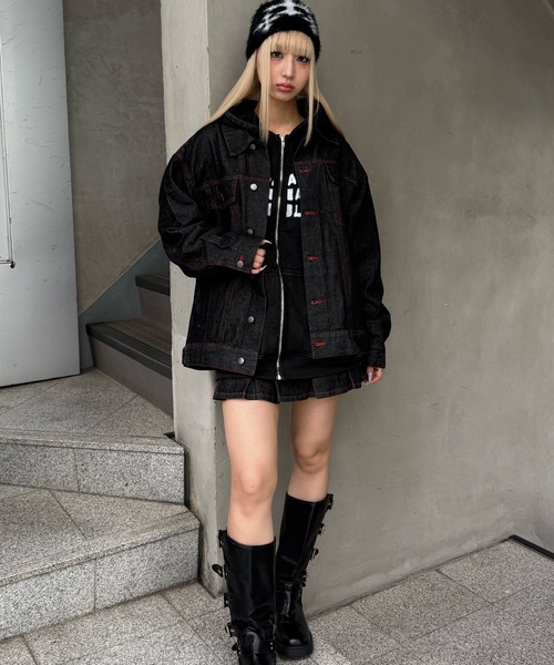 Figments（フィグメンツ）の「オーバーリジットデニムジャケット（デニムジャケット・レディース・ブラック系2/インディゴブルー・SMALL/MEDIUM）」の16枚目の写真