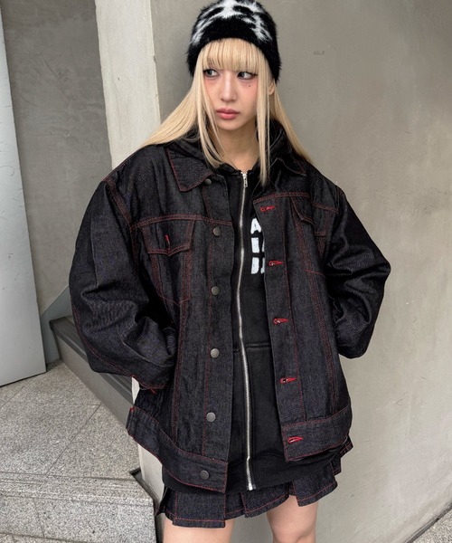 Figments（フィグメンツ）の「オーバーリジットデニムジャケット（デニムジャケット・レディース・ブラック系2/インディゴブルー・SMALL/MEDIUM）」の18枚目の写真