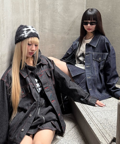 Figments（フィグメンツ）の「オーバーリジットデニムジャケット（デニムジャケット・レディース・ブラック系2/インディゴブルー・SMALL/MEDIUM）」の19枚目の写真