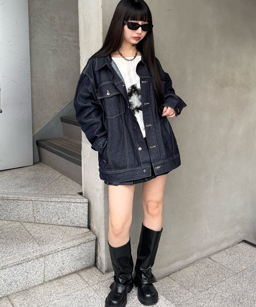 Figments（フィグメンツ）の「オーバーリジットデニムジャケット（デニムジャケット・レディース・ブラック系2/インディゴブルー・SMALL/MEDIUM）」の17枚目の写真