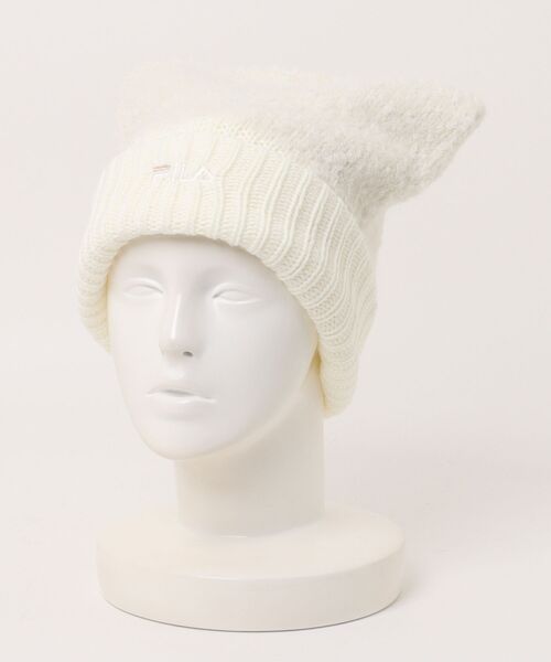 FILA（フィラ）の「FILA（フィラ）ねこ耳ニット帽/ニットワッチ/ニットキャップ レディース メンズ  ユニセックス（ニットキャップ/ビーニー・レディース・ホワイト/ブラック・FREE）」の6枚目の写真