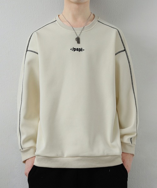 aimoha(アイモハ)の「ステッチデザイン クルーネックスウェット/Stitch design crew neck sweatshirt(スウェット・メンズ・グレー/ブラック/オフホワイト・X-LARGE/XXX-LARGE/XX-LARGE)」の2枚目の写真
