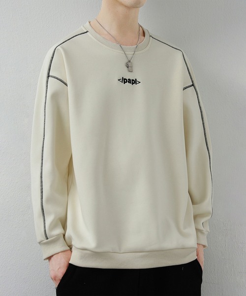 aimoha(アイモハ)の「ステッチデザイン クルーネックスウェット/Stitch design crew neck sweatshirt(スウェット・メンズ・グレー/ブラック/オフホワイト・X-LARGE/XXX-LARGE/XX-LARGE)」の4枚目の写真