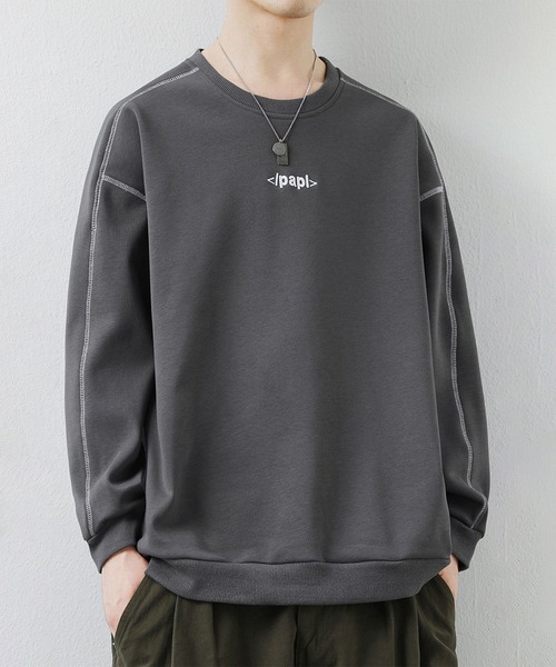 aimoha(アイモハ)の「ステッチデザイン クルーネックスウェット/Stitch design crew neck sweatshirt(スウェット・メンズ・グレー/ブラック/オフホワイト・X-LARGE/XXX-LARGE/XX-LARGE)」の6枚目の写真