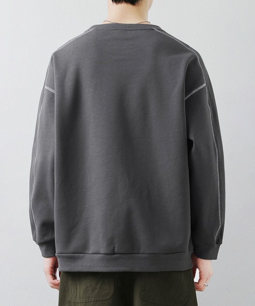 aimoha(アイモハ)の「ステッチデザイン クルーネックスウェット/Stitch design crew neck sweatshirt(スウェット・メンズ・グレー/ブラック/オフホワイト・X-LARGE/XXX-LARGE/XX-LARGE)」の7枚目の写真