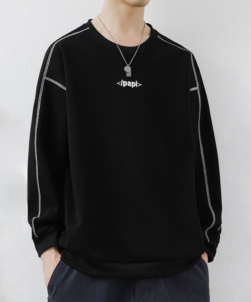 aimoha(アイモハ)の「ステッチデザイン クルーネックスウェット/Stitch design crew neck sweatshirt(スウェット・メンズ・グレー/ブラック/オフホワイト・X-LARGE/XXX-LARGE/XX-LARGE)」の8枚目の写真
