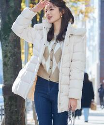 couture brooch | 【2WAY・ベルト付き】フードフェイクファー ミドル丈ダウンコート(ダウンジャケット/コート)