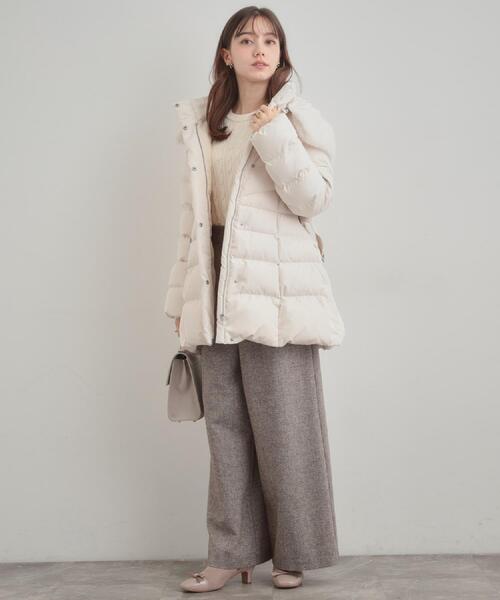 couture brooch（クチュールブローチ）の「【2WAY・ベルト付き】フードフェイクファー ミドル丈ダウンコート（ダウンジャケット/コート・レディース・アイボリー/ブラック・36/42/40/38）」の20枚目の写真