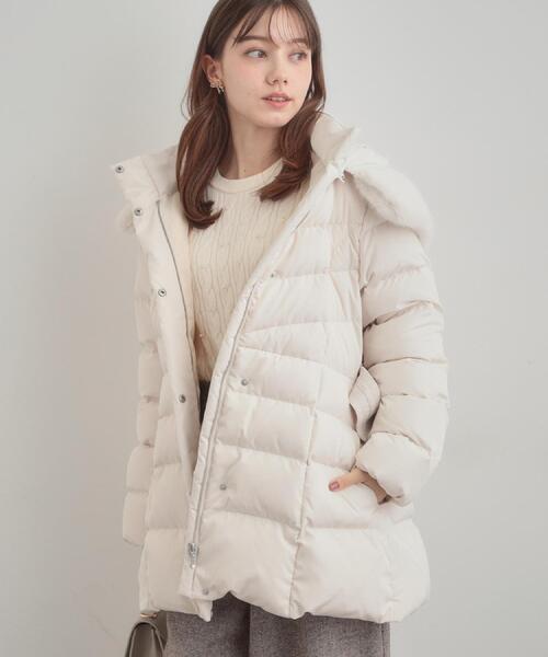 セール】【2WAY・ベルト付き】フードフェイクファー ミドル丈ダウン