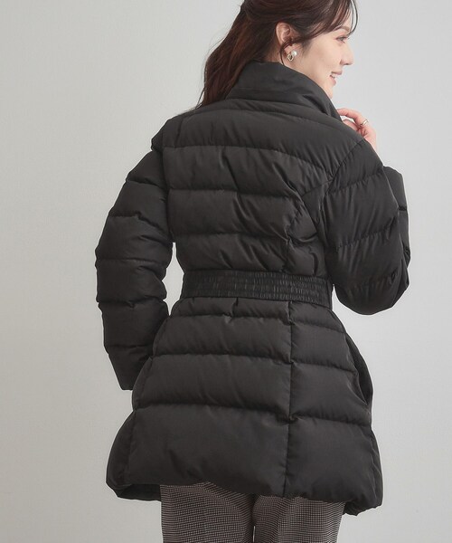 セール】【2WAY・ベルト付き】フードフェイクファー ミドル丈ダウン