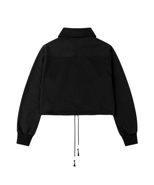 TUOMIO(トゥオミオ)の「【TUOMIO】ROUND COLLAR STRING TOP / 【トゥオミオ】ラウンドカラーストリングハーフジップスェット(スウェット・レディース・ブラック/グレー・S)」の9枚目の写真