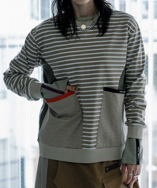 MARECHAL TERRE（マルシャルテル）の「ポケットデザインコンビネーショントップス（Tシャツ/カットソー・レディース・ブラック系その他/サンドベージュ/ホワイト系その他/ベージュ系その他/ブラック・MEDIUM）」の5枚目の写真