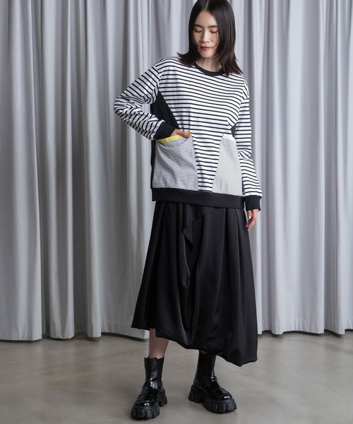 MARECHAL TERRE（マルシャルテル）の「ポケットデザインコンビネーショントップス（Tシャツ/カットソー・レディース・ブラック系その他/サンドベージュ/ホワイト系その他/ベージュ系その他/ブラック・MEDIUM）」の15枚目の写真