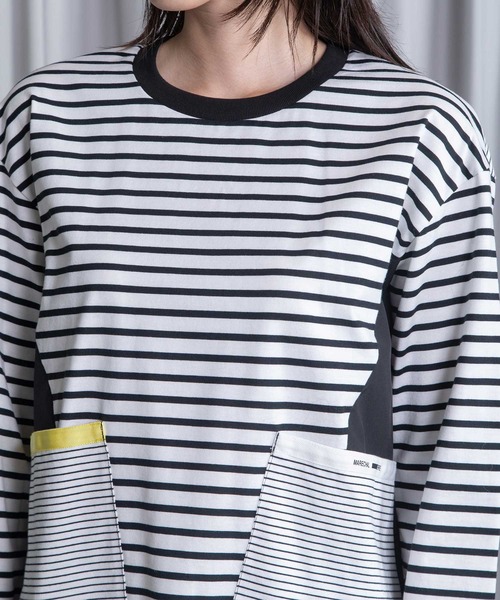 MARECHAL TERRE（マルシャルテル）の「ポケットデザインコンビネーショントップス（Tシャツ/カットソー・レディース・ブラック系その他/サンドベージュ/ホワイト系その他/ベージュ系その他/ブラック・MEDIUM）」の16枚目の写真