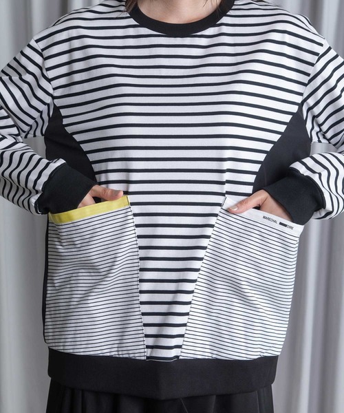 MARECHAL TERRE（マルシャルテル）の「ポケットデザインコンビネーショントップス（Tシャツ/カットソー・レディース・ブラック系その他/サンドベージュ/ホワイト系その他/ベージュ系その他/ブラック・MEDIUM）」の17枚目の写真