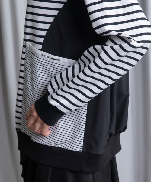 MARECHAL TERRE（マルシャルテル）の「ポケットデザインコンビネーショントップス（Tシャツ/カットソー・レディース・ブラック系その他/サンドベージュ/ホワイト系その他/ベージュ系その他/ブラック・MEDIUM）」の18枚目の写真