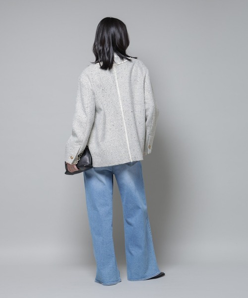 セール】ネップツイードノーカラージャケット（ノーカラージャケット