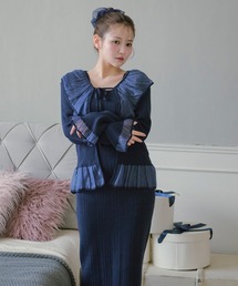 ワンピース（ブルー・ネイビー/青色系・フリル）ファッション通販