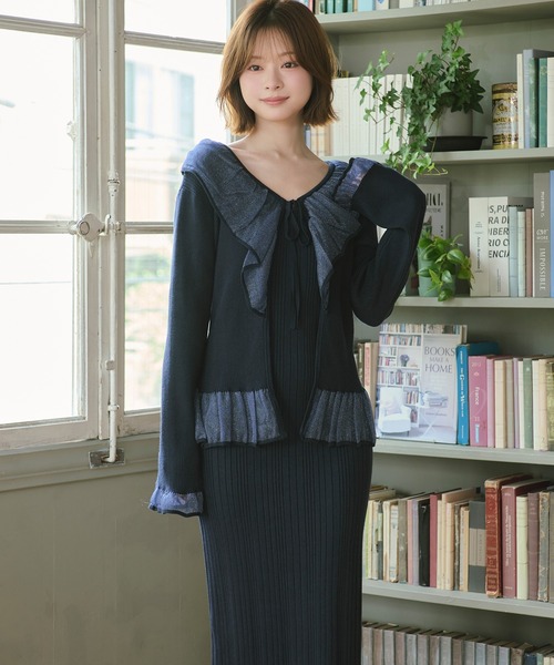 セール】【SET ITEM】glitter frill cardigan cup in one-piece / ラメ