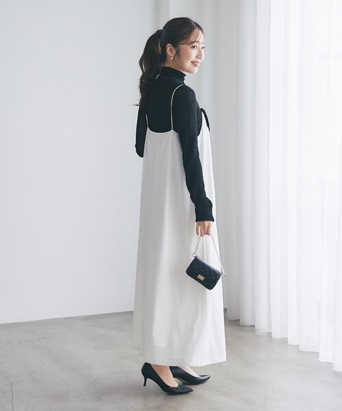 La boutique BonBon(ラブティックボンボン)の「【愛されワンピース】ベロアキャミワンピース(ワンピース・レディース・ホワイト/チャコールグレー・FREE)」の5枚目の写真