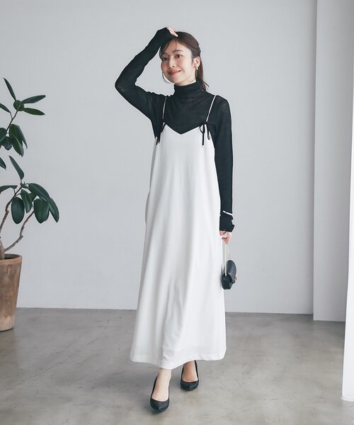 La boutique BonBon(ラブティックボンボン)の「【愛されワンピース】ベロアキャミワンピース(ワンピース・レディース・ホワイト/チャコールグレー・FREE)」の6枚目の写真