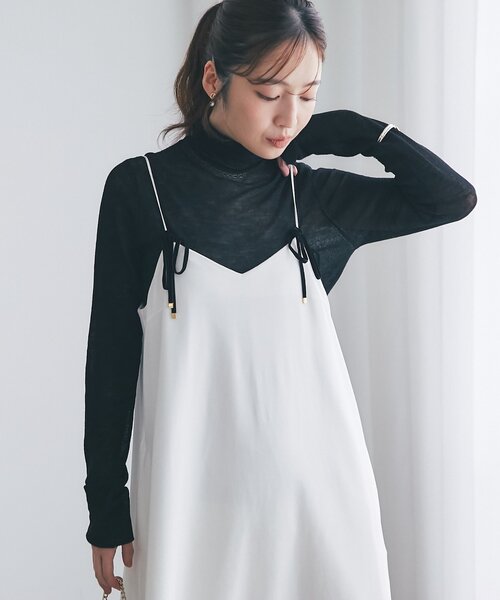 La boutique BonBon(ラブティックボンボン)の「【愛されワンピース】ベロアキャミワンピース(ワンピース・レディース・ホワイト/チャコールグレー・FREE)」の7枚目の写真