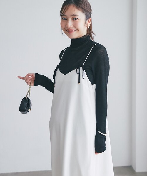 La boutique BonBon(ラブティックボンボン)の「【愛されワンピース】ベロアキャミワンピース(ワンピース・レディース・ホワイト/チャコールグレー・FREE)」の8枚目の写真