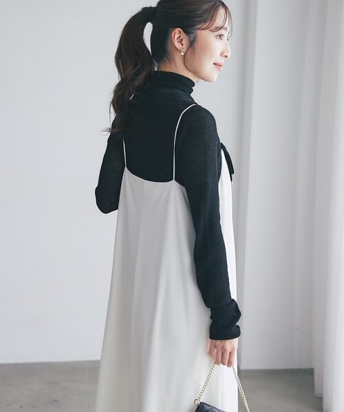 La boutique BonBon(ラブティックボンボン)の「【愛されワンピース】ベロアキャミワンピース(ワンピース・レディース・ホワイト/チャコールグレー・FREE)」の9枚目の写真