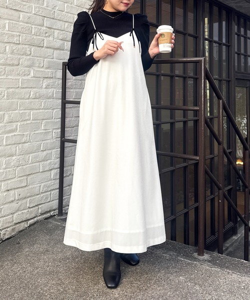 La boutique BonBon(ラブティックボンボン)の「【愛されワンピース】ベロアキャミワンピース(ワンピース・レディース・ホワイト/チャコールグレー・FREE)」の20枚目の写真