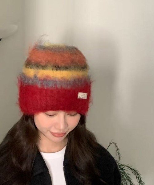 LYEON(リヨン)の「シャギービーニー(ニットキャップ/ビーニー・レディース・ブラウン/ブルー/レッド・FREE)」の3枚目の写真