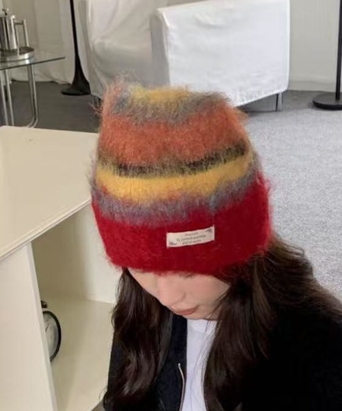 LYEON(リヨン)の「シャギービーニー(ニットキャップ/ビーニー・レディース・ブラウン/ブルー/レッド・FREE)」の9枚目の写真