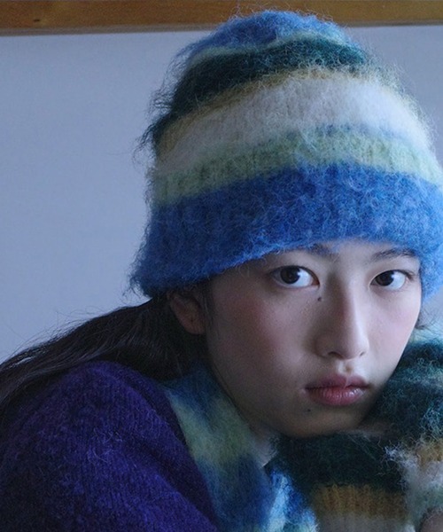 LYEON(リヨン)の「シャギービーニー(ニットキャップ/ビーニー・レディース・ブラウン/ブルー/レッド・FREE)」の6枚目の写真